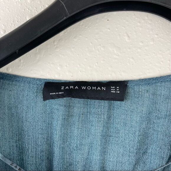 Zara Woman Boho Tiered Open Front Tassle Top Size Medium - Picture 4 of 7